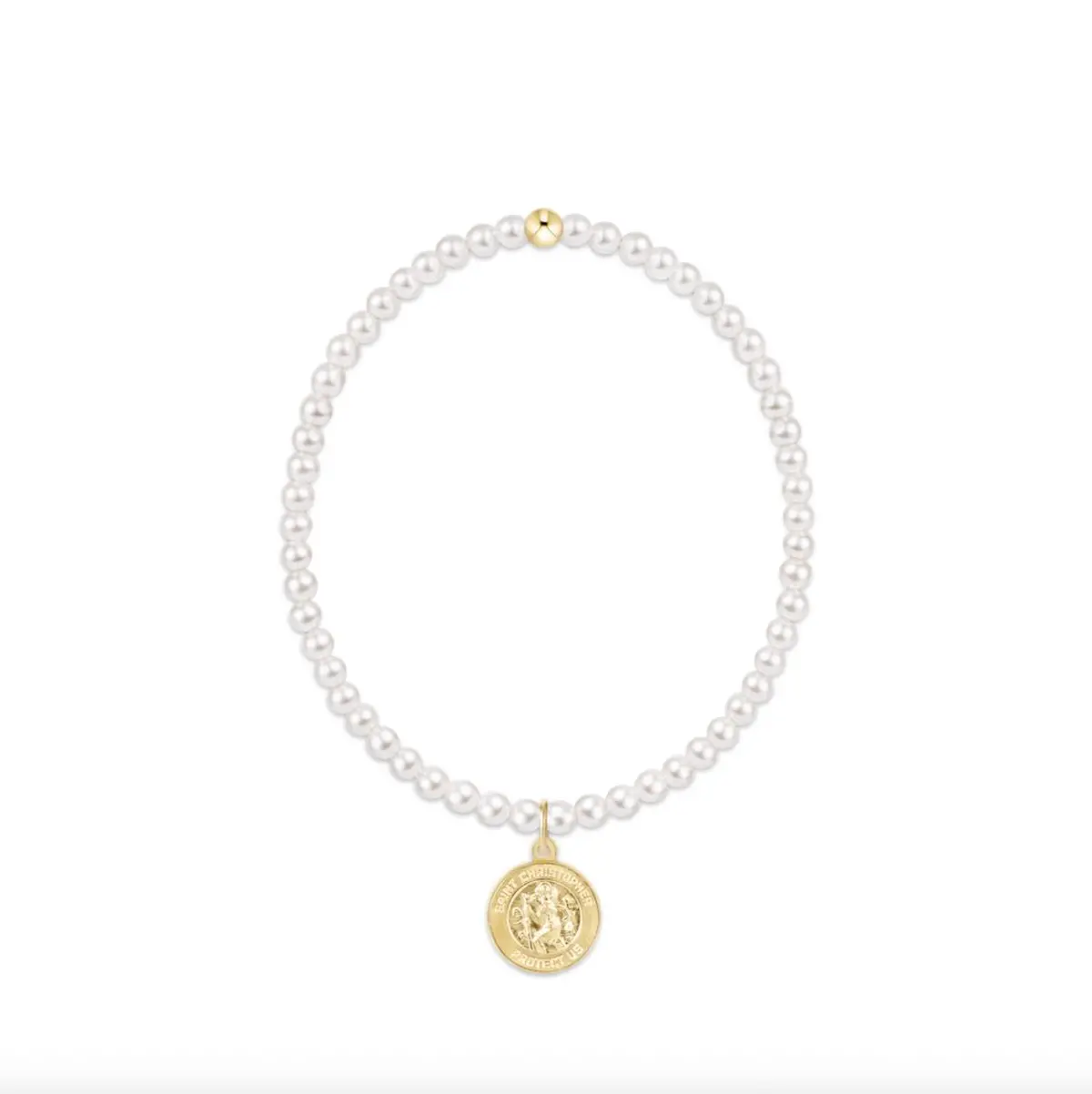 Classic Pearl 3Mm Bracelet - Protection Gold Disc 1