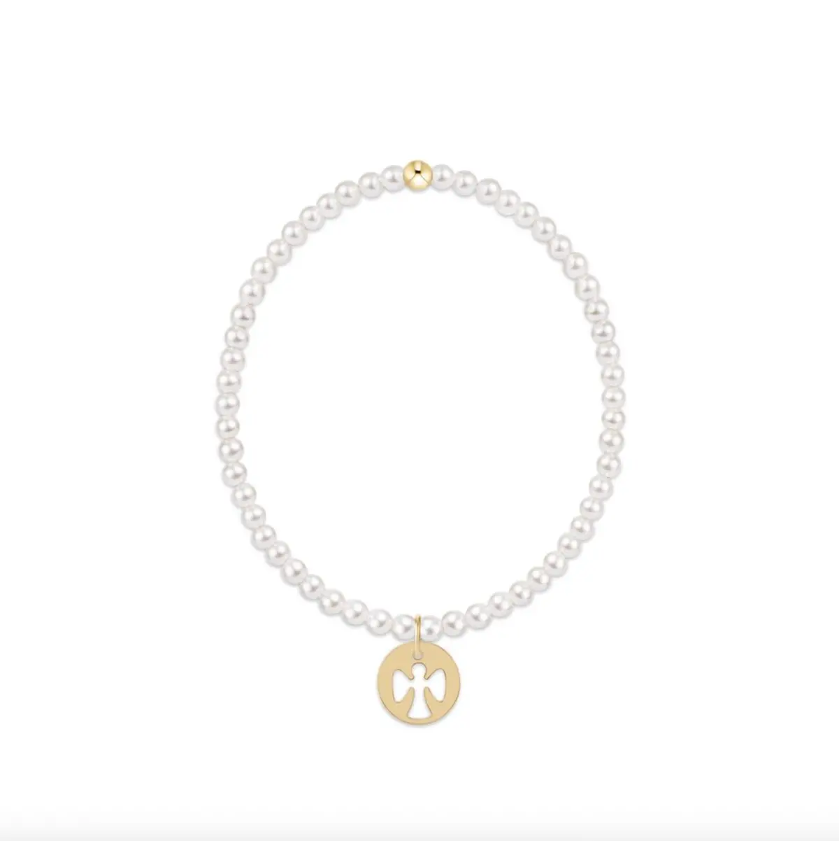Classic Pearl 3Mm Bracelet - Guardian Angel Gold Disc 1