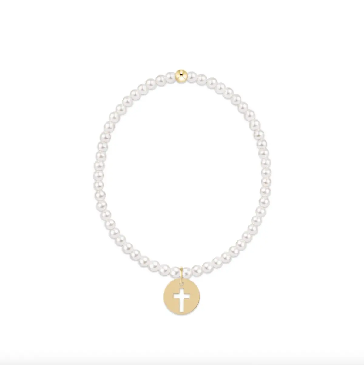 Classic Pearl 3Mm Bracelet - Blessed Gold Disc 1