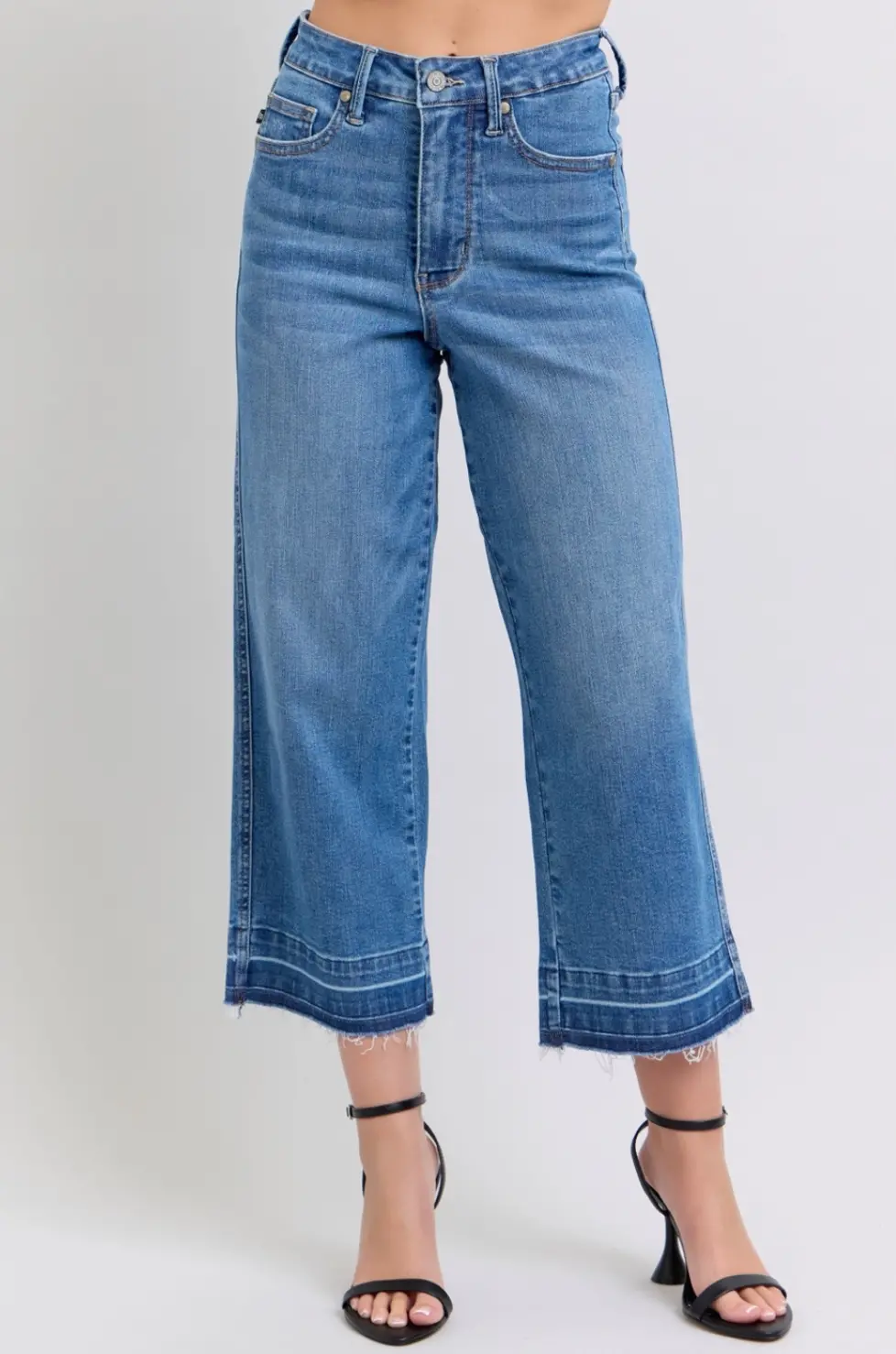 High-Waist Tummy Control Crop Wide Jean 1