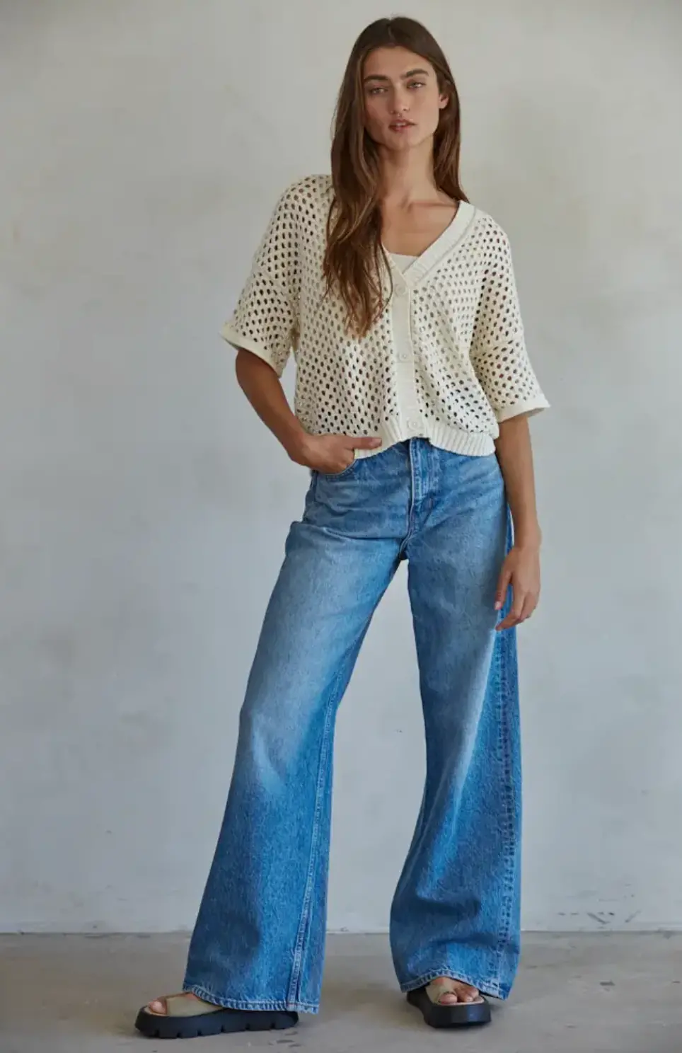 Knit V-Neck Cardigan 1