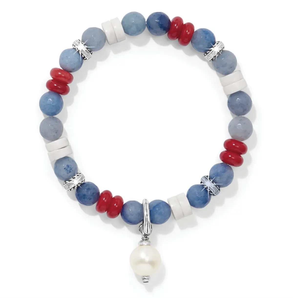 Americana Beach Pearl Charm Stretch Bracelet 1