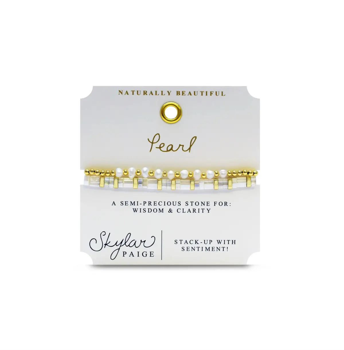 Naturally Beautiful - Pearl Morse Code Tila Beaded Bracelet 1