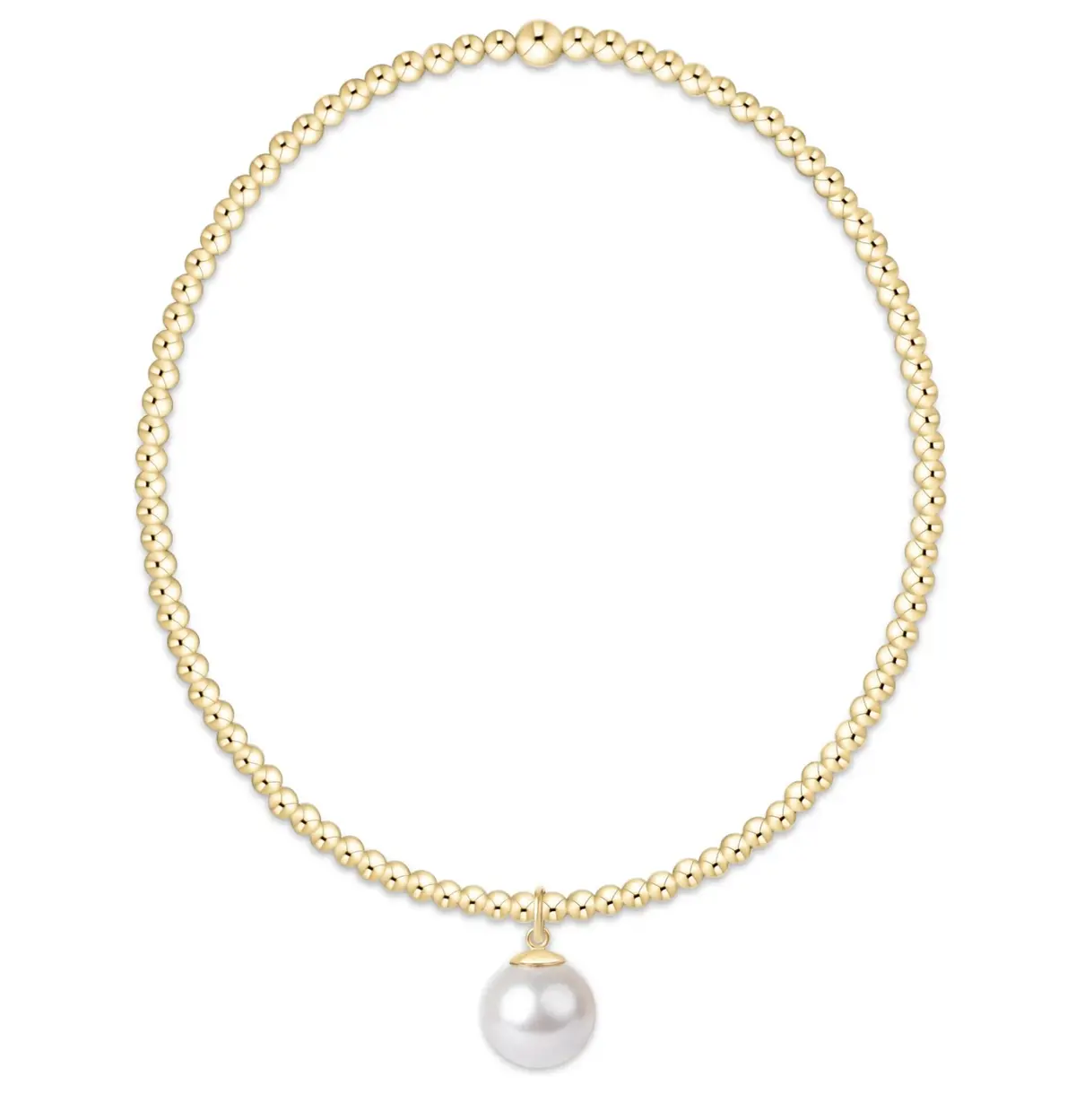 Classic Gold 2Mm Bracelet - Classic Pearl 8Mm Charm 1
