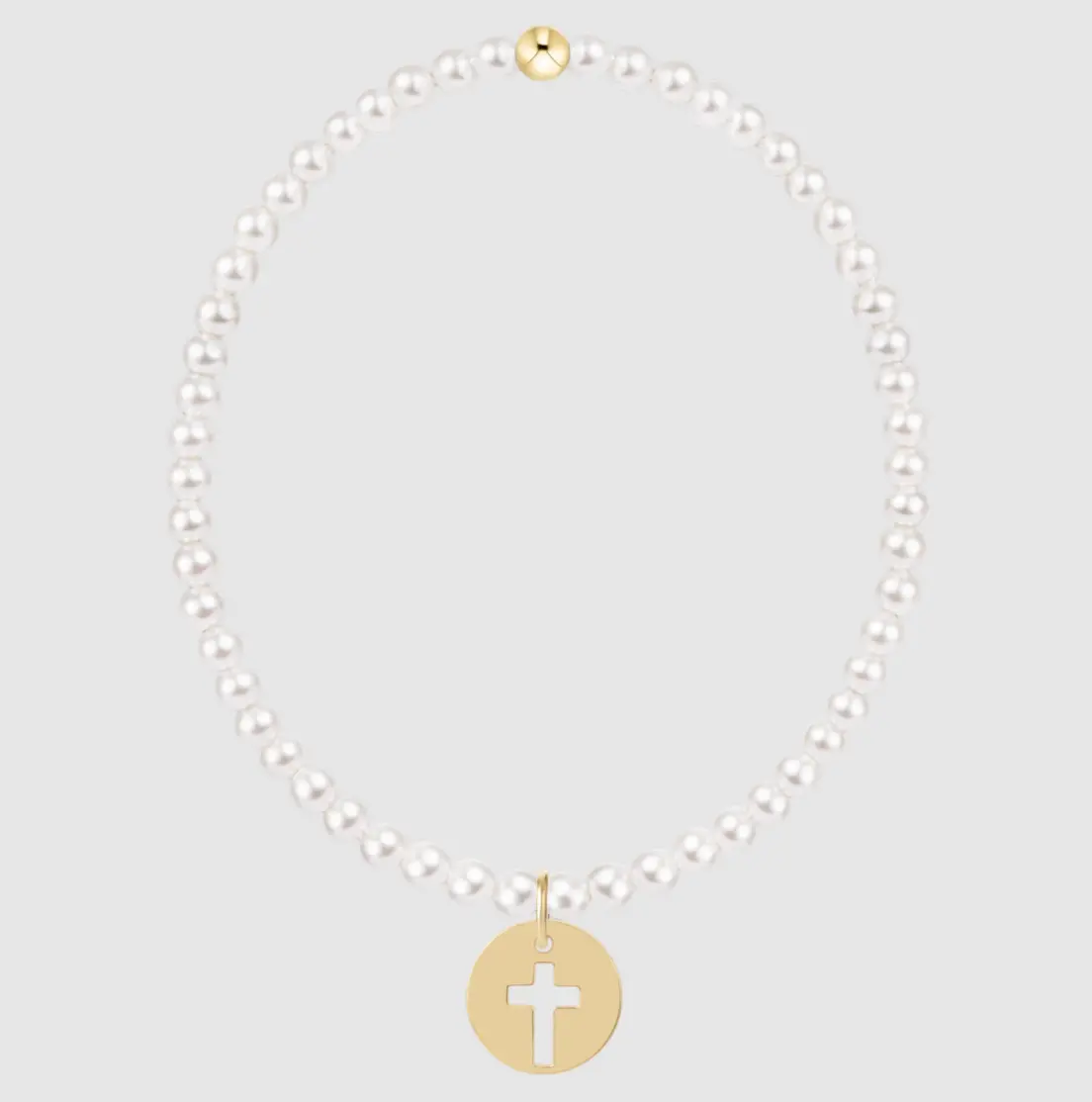 Egirl Classic Pearl 3Mm Bracelet - Blessed Gold Disc 1