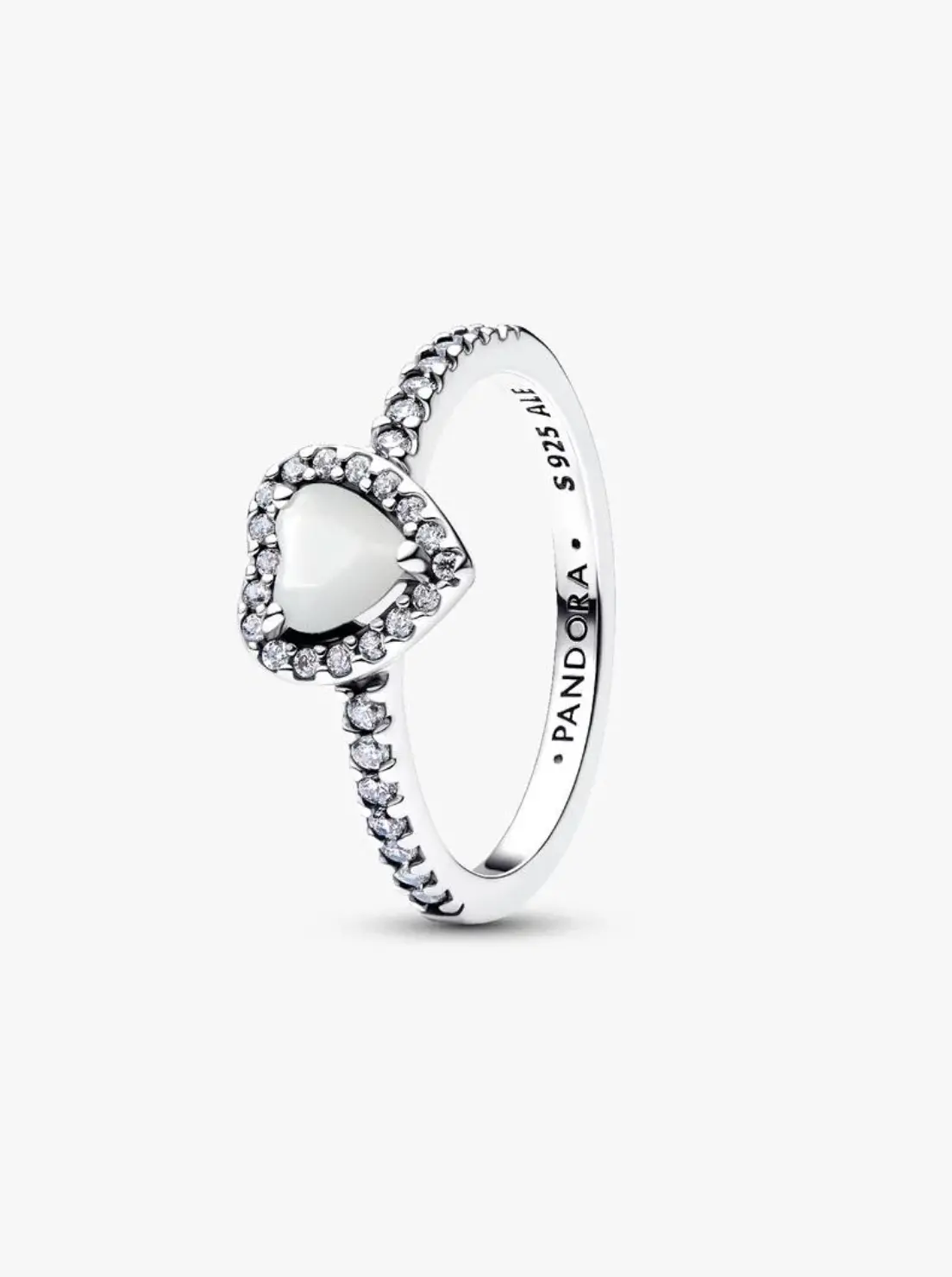 Elevated White Heart Ring 1