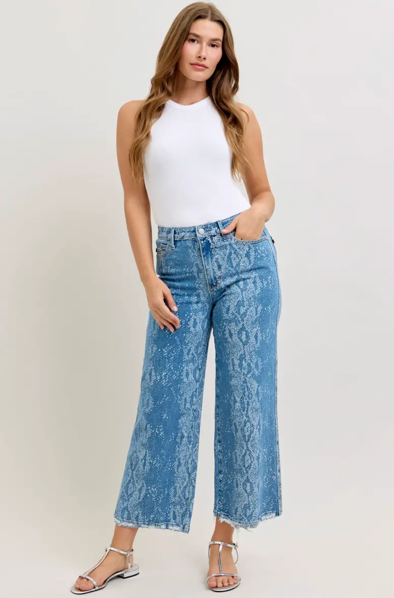 Snake Print High-Waist Ankle Jean 1
