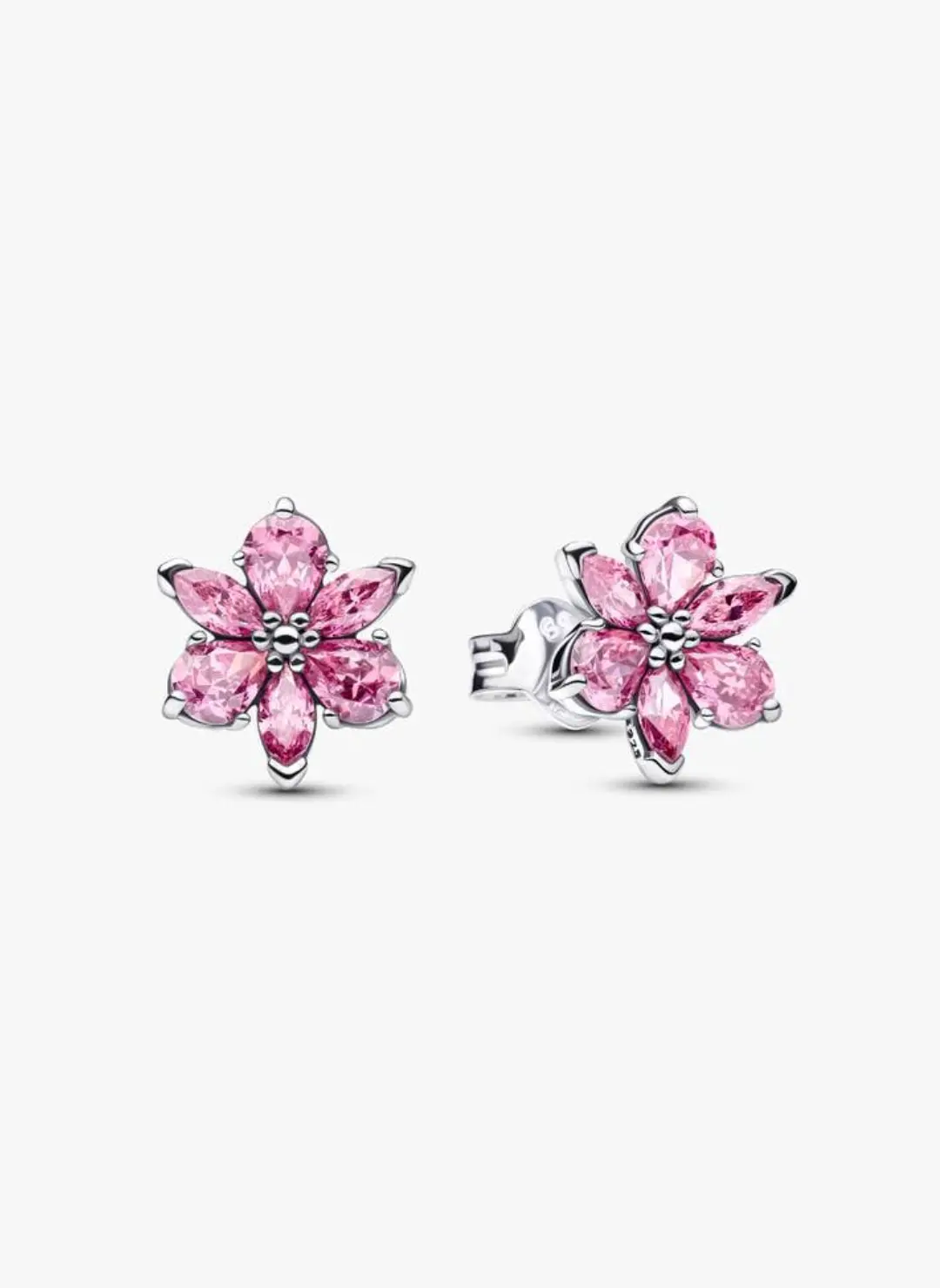 Herbarium Sparkling Pink Flower Stud Earrings 1