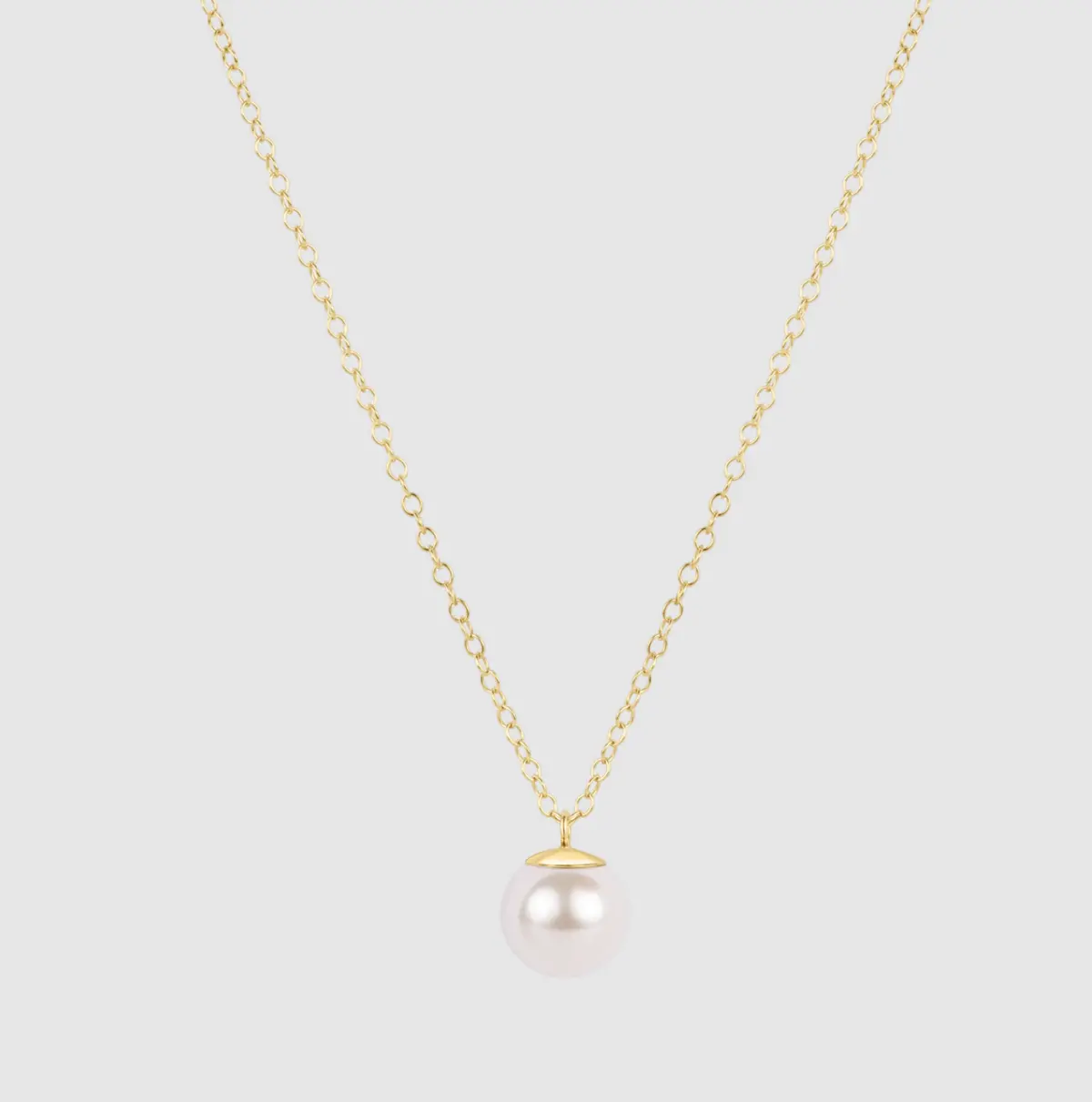 16" Necklace Gold - Classic Pearl 8Mm Charm 1