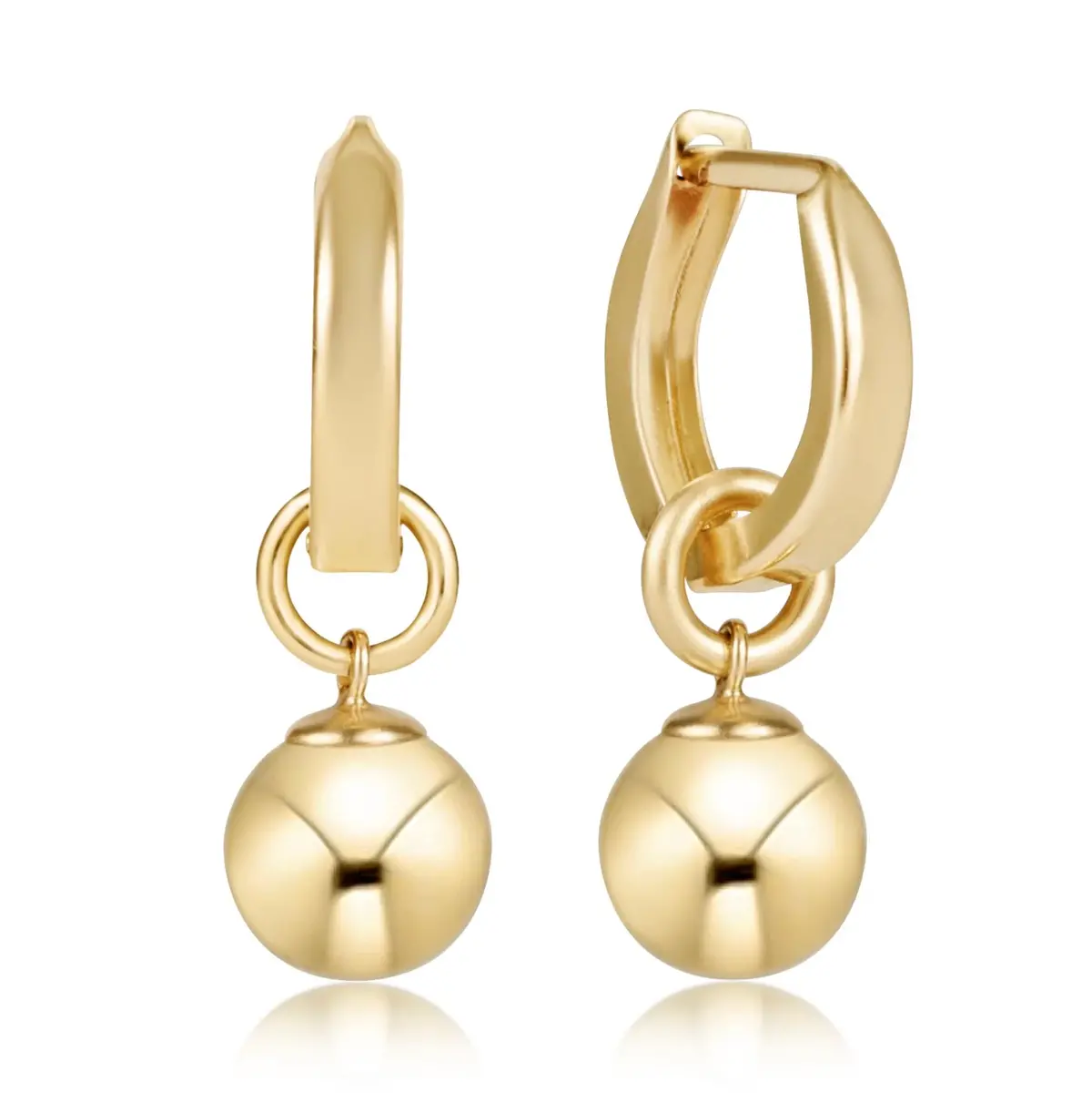 Huggie Gold 0.5" Hoop - Classic Gold 8Mm Charm 1