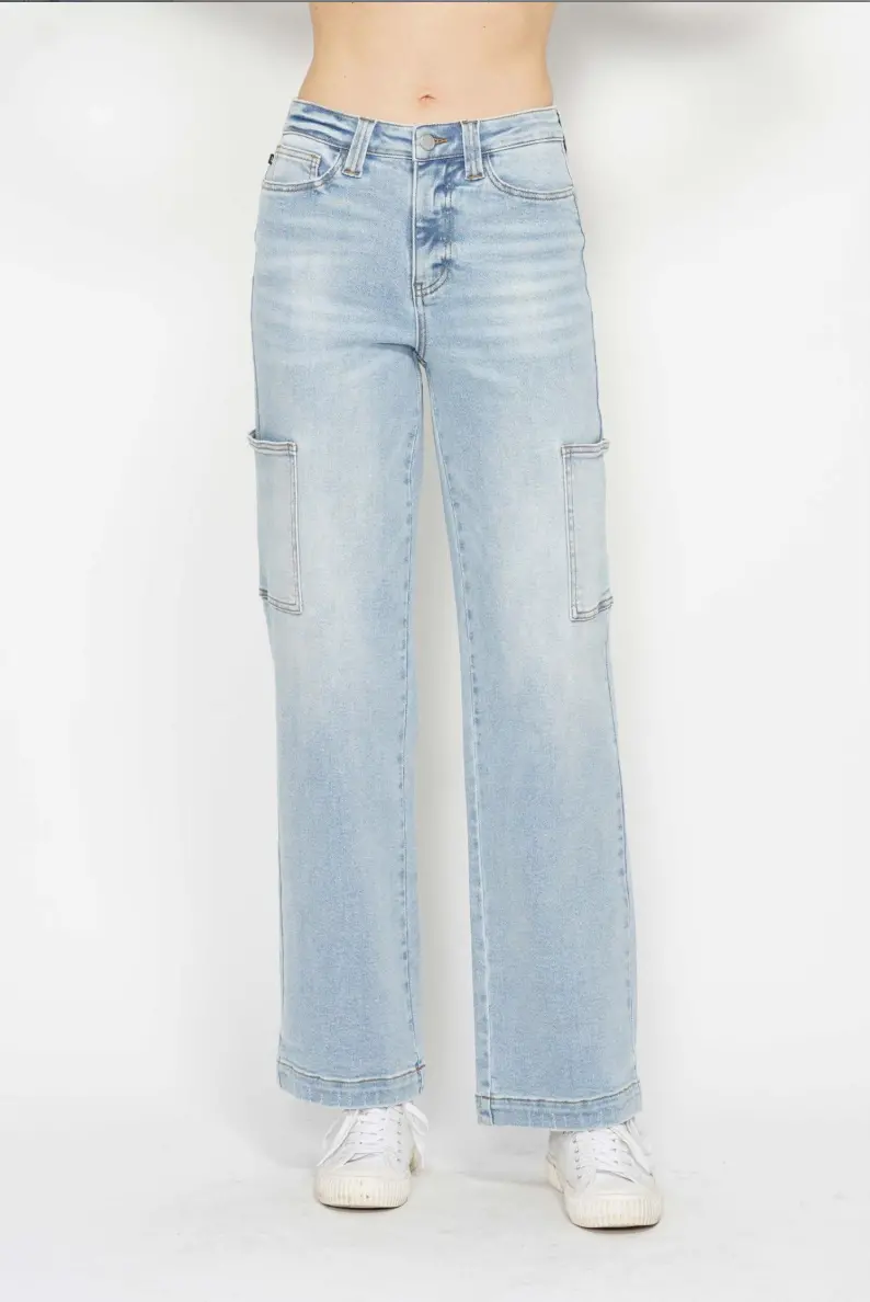 High Waist Wide Leg Cargo Jean 1
