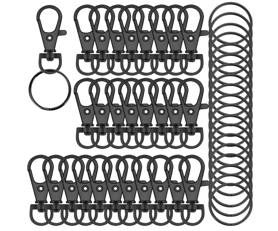 120Pcs Premium Swivel Lanyard Snap Hook With Key Rings, Metal Keychain Hooks For Jewelry Making, Crafts (Gun Black) 1