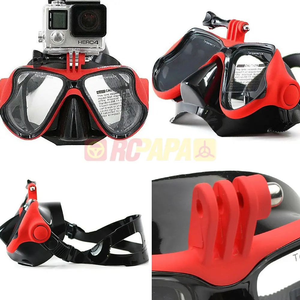 Half Face Snorkeling Mask For Surface Scuba Diving With Gopro Mount (Red) 1
