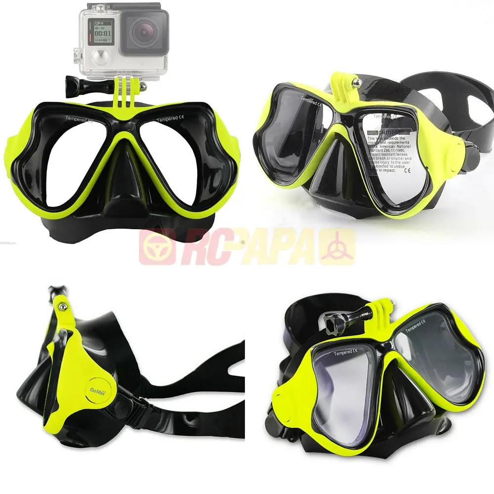 Half Face Snorkeling Mask For Surface Scuba Diving With Gopro Mount (Yellow) 1
