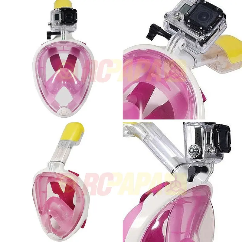 Snorkeling Full Face Mask With Gopro Mount Pink For Surface Diving Snorkel Scuba 1