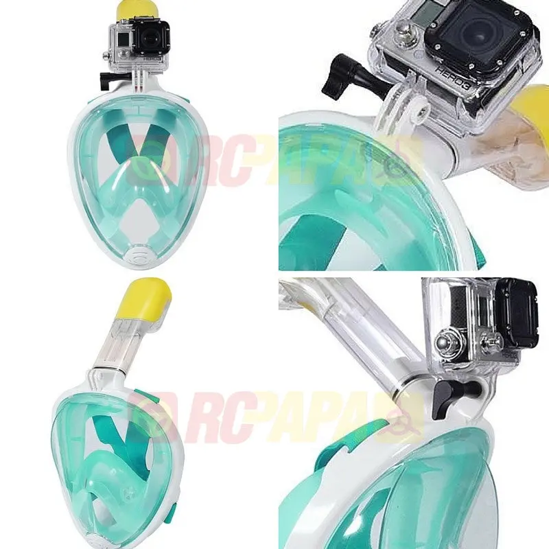 Snorkeling Full Face Mask With Gopro Mount Green For Surface Diving Snorkel Scuba 1