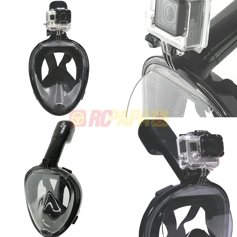 Snorkeling Full Face Mask With Gopro Mount Black For Surface Diving Snorkel Scuba 1