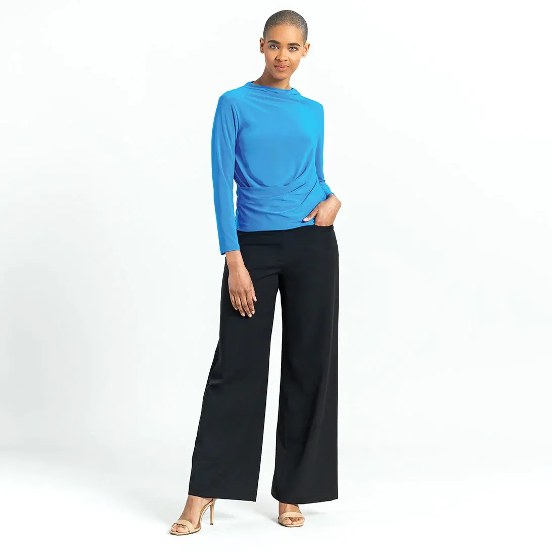 High Boat Neck Side Draped Top | Brilliant Blue 1