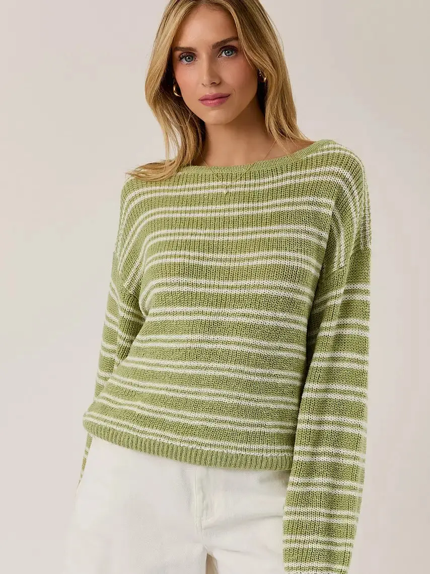 The Rylie Boat Neck Long Sleeve Stripe Sweater 1