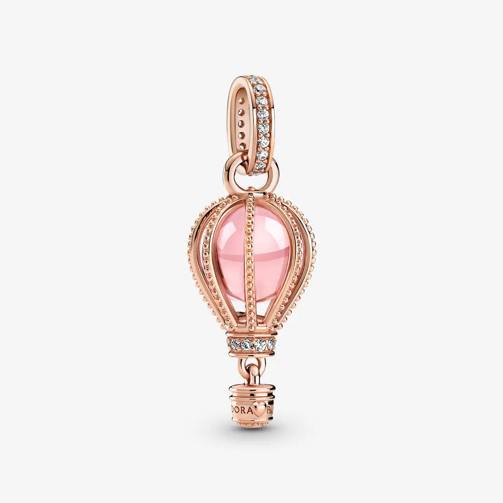 Sparkling Pink Hot Air Balloon Dangle Charm 1