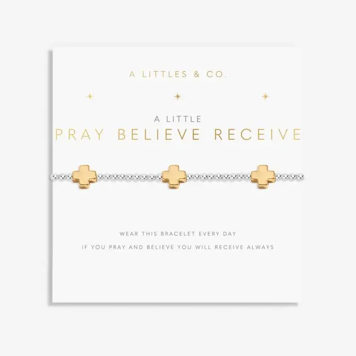 A Little 'Pray Believe Receive' Bracelet In Silver And Gold-Tone Plating 1