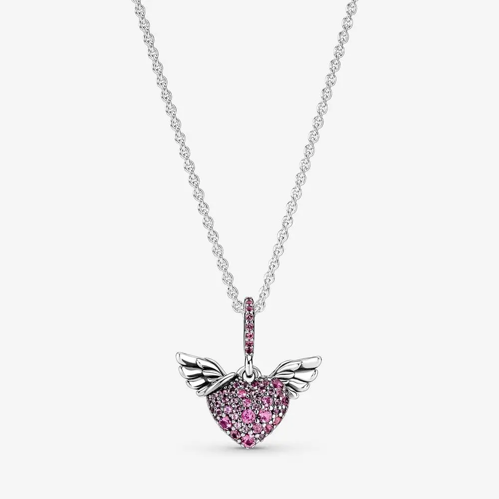 Pavé Heart & Angel Wings Necklace 1