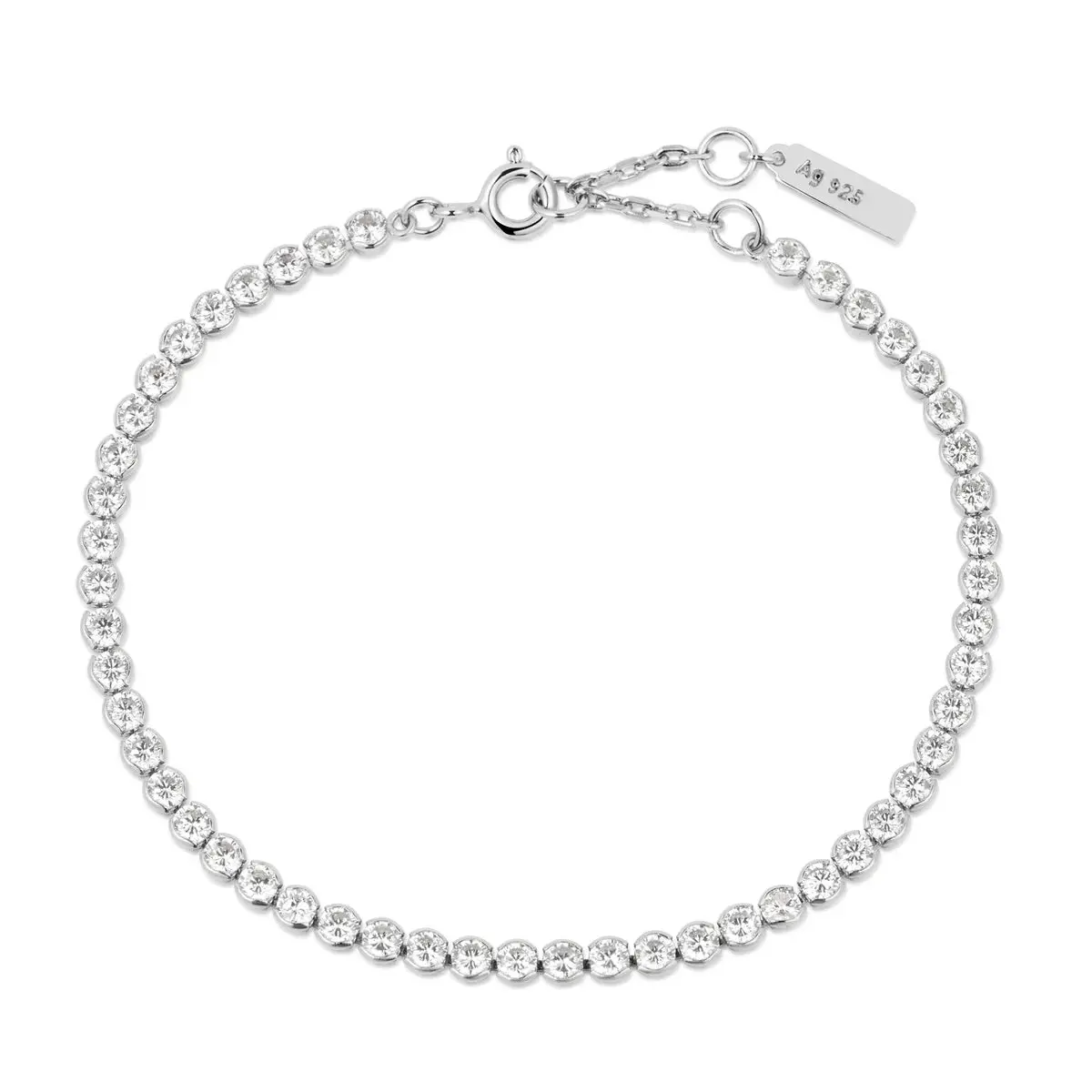Silver Row Bezel Set Bracelet 1