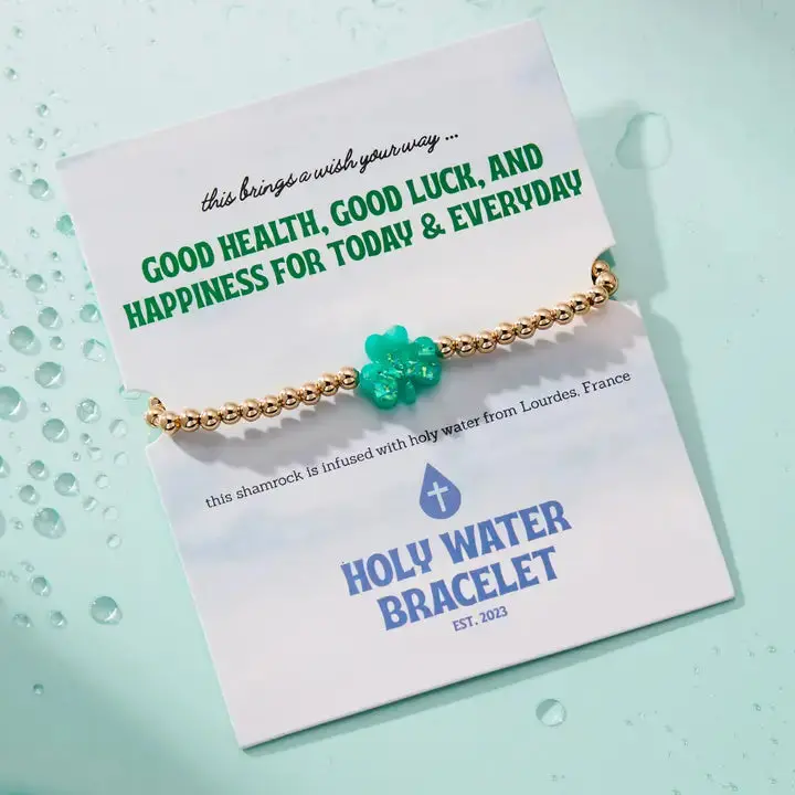 Holy Water Lucky Shamrock Bracelet | Gold 1