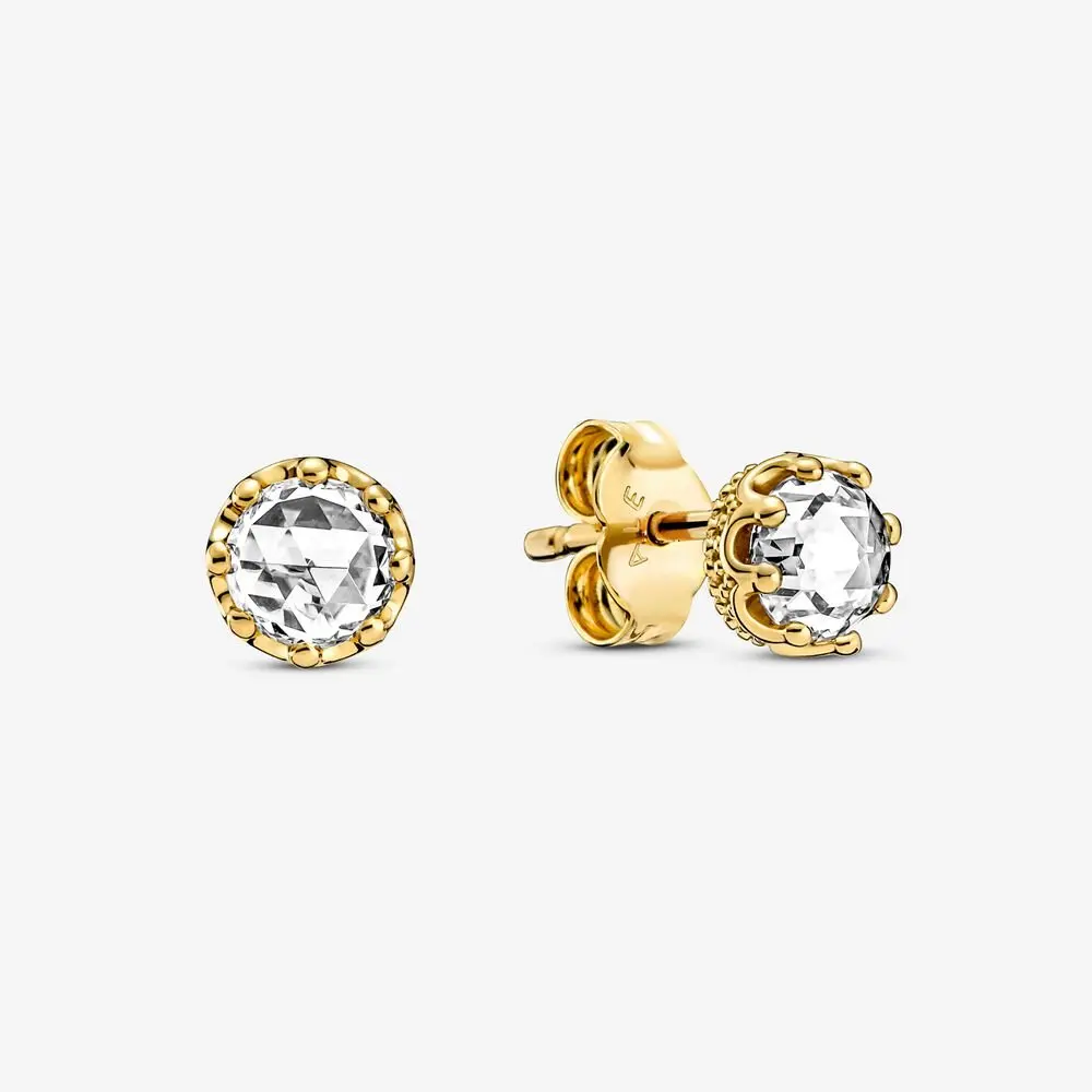 Clear Sparkling Crown Stud Earrings 1