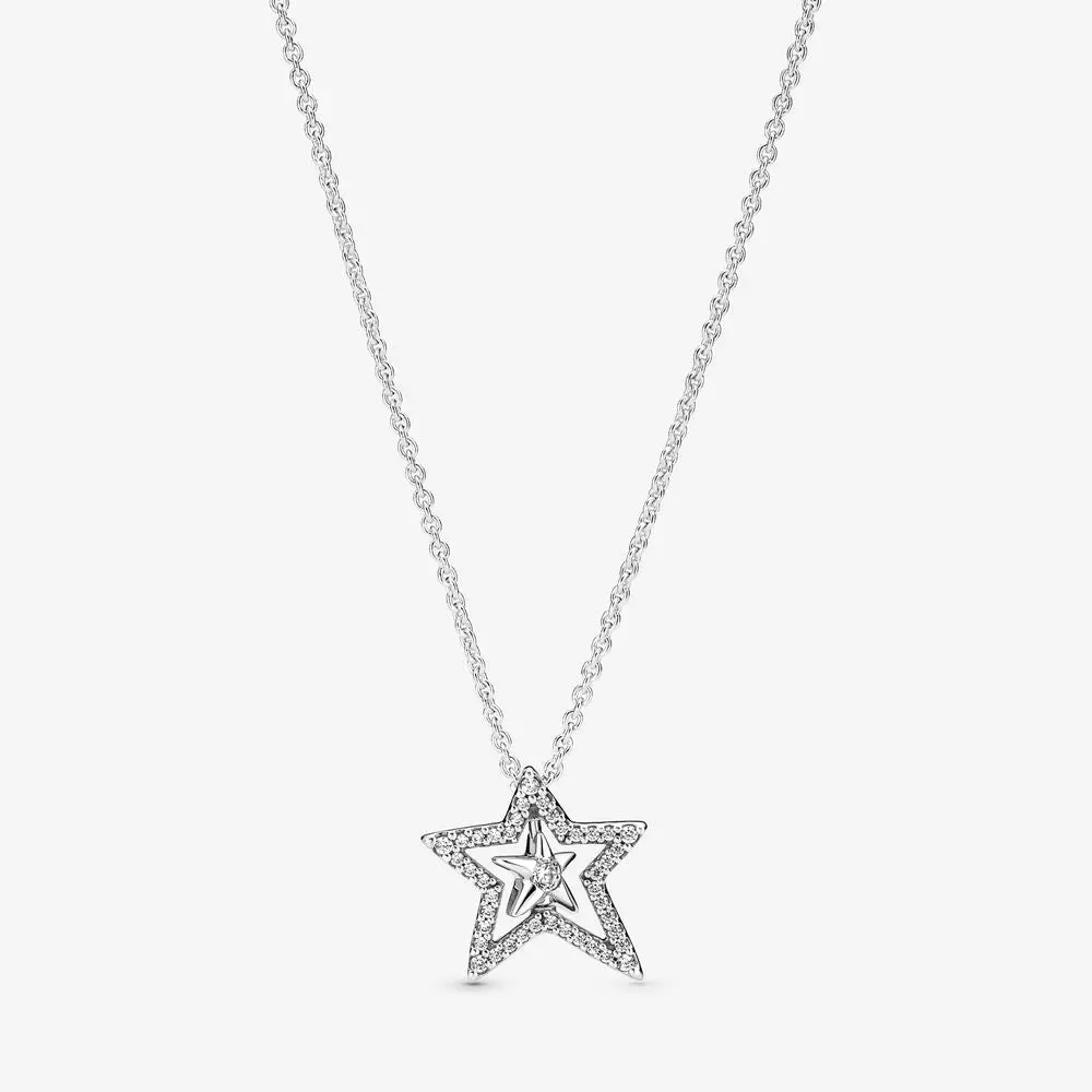 Pavé Asymmetric Star Collier Necklace 1