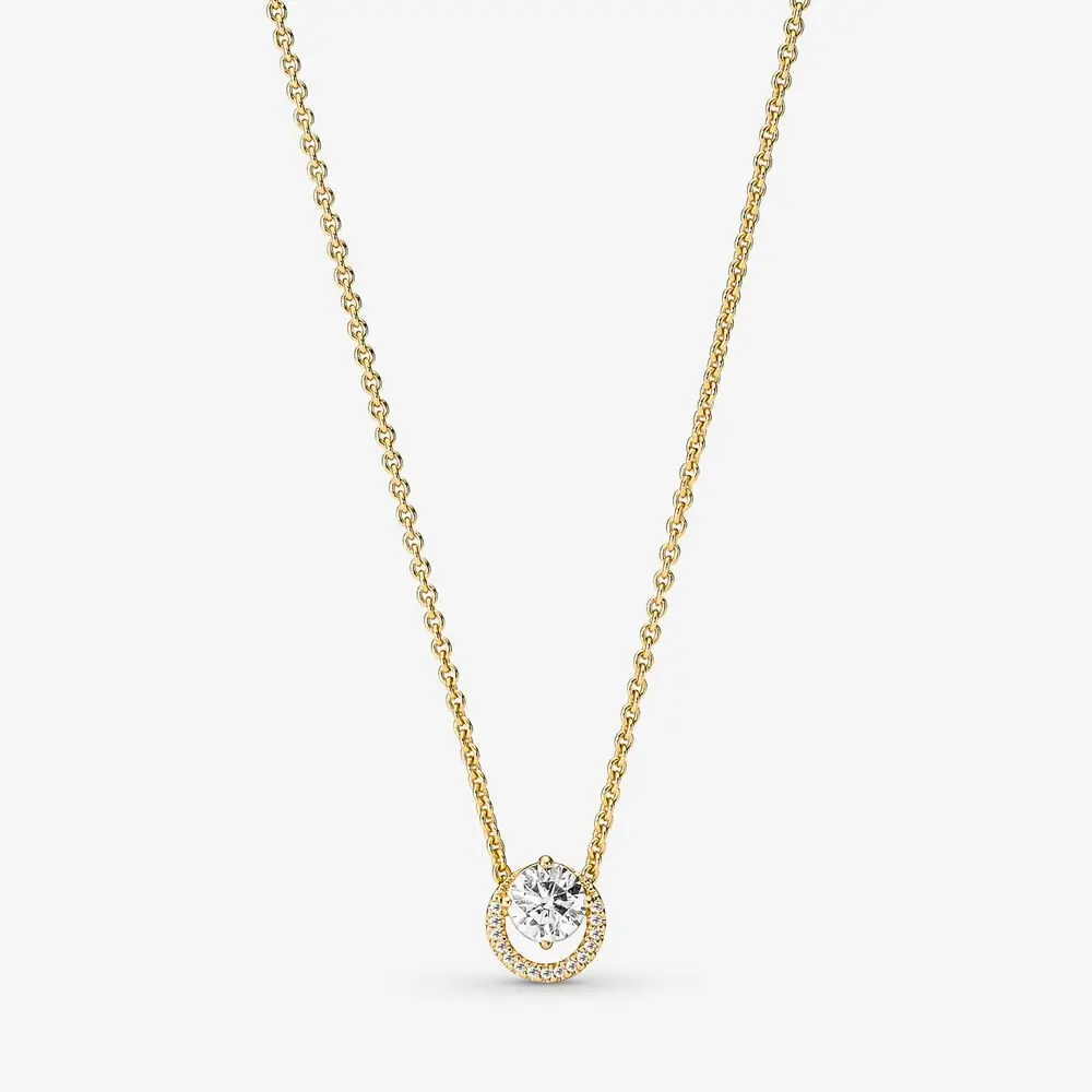 Sparkling Round Halo Pendant Collier Necklace 1