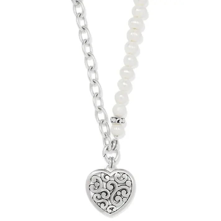 Contempo Heart Pearl Charm Necklace 1