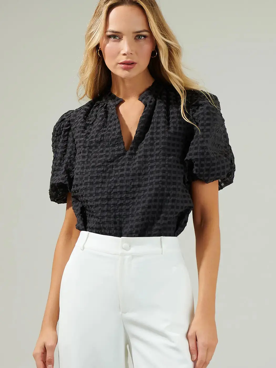 Gretna Organza Check Ruffle Blouse 1