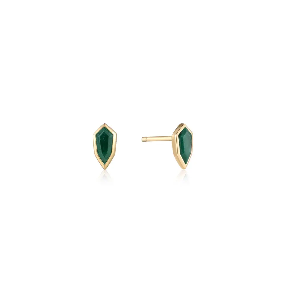 Malachite Emblem Stud Earrings 1