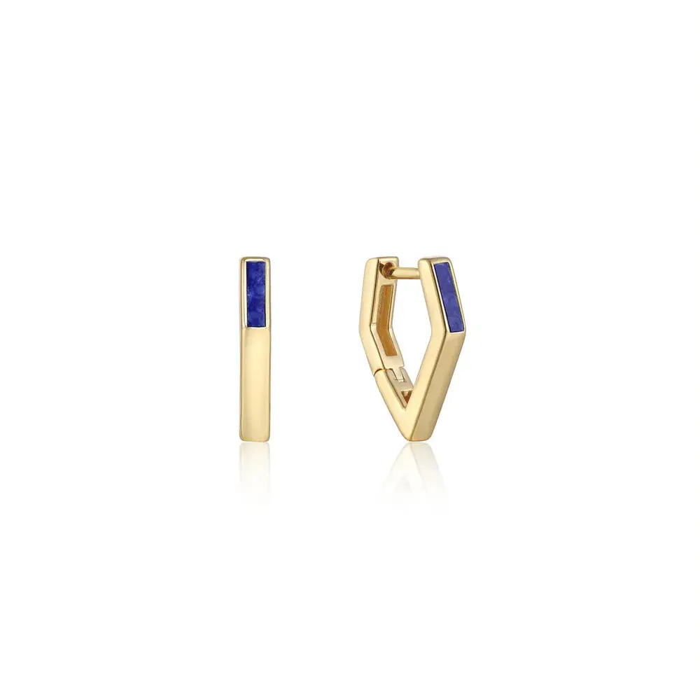 Lapis Angular Hoop Earrings 1
