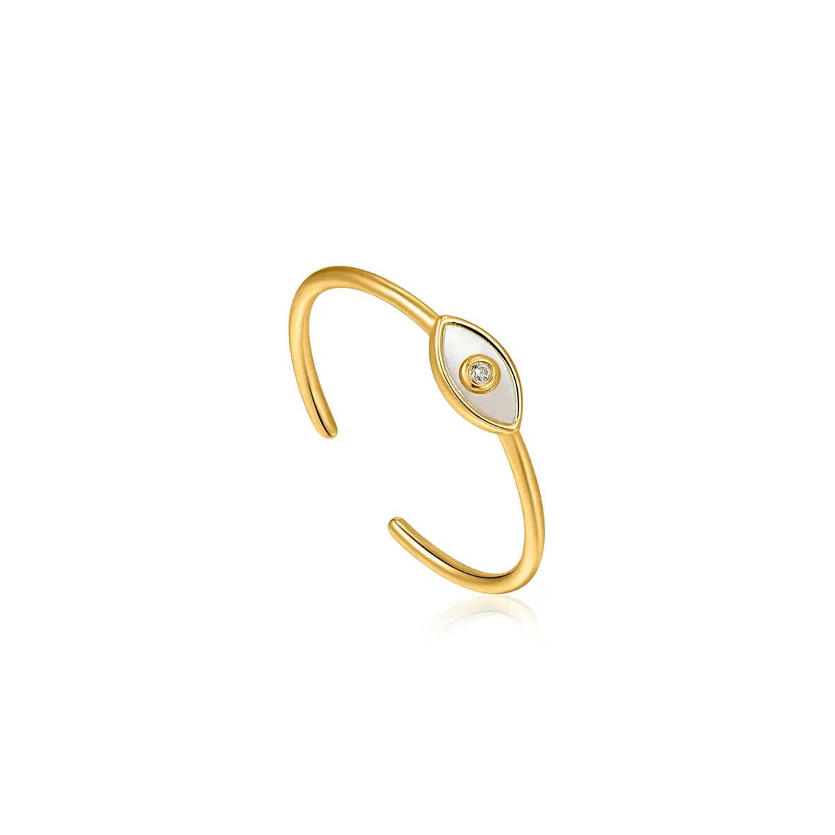 Evil Eye Gold Adjustable Ring 1