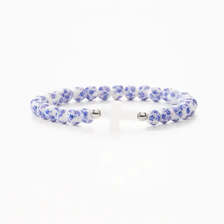 Holy Water Porcelain Cross Bracelet | Silver 1