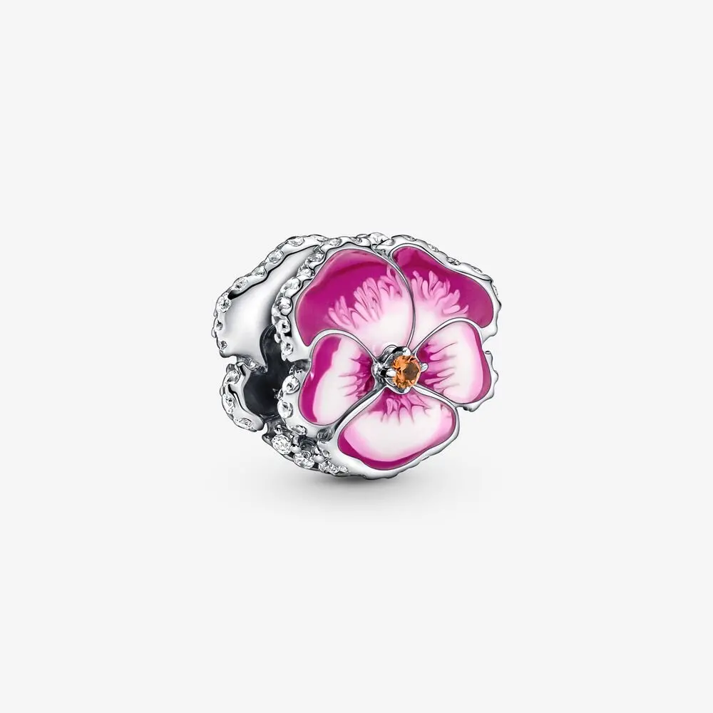 Pink Pansy Flower Charm 1
