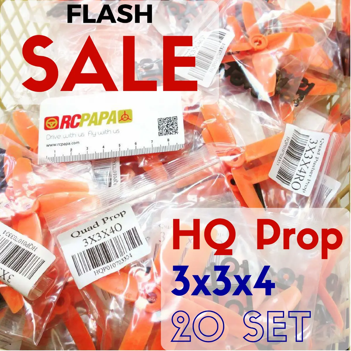 20 Set Hq 3X3x4 Propellers (Orange) 1