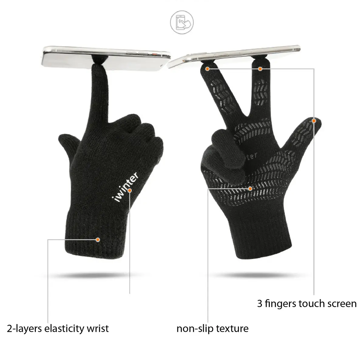 Touchscreen Winter Non-Slip Knitting Gloves 1