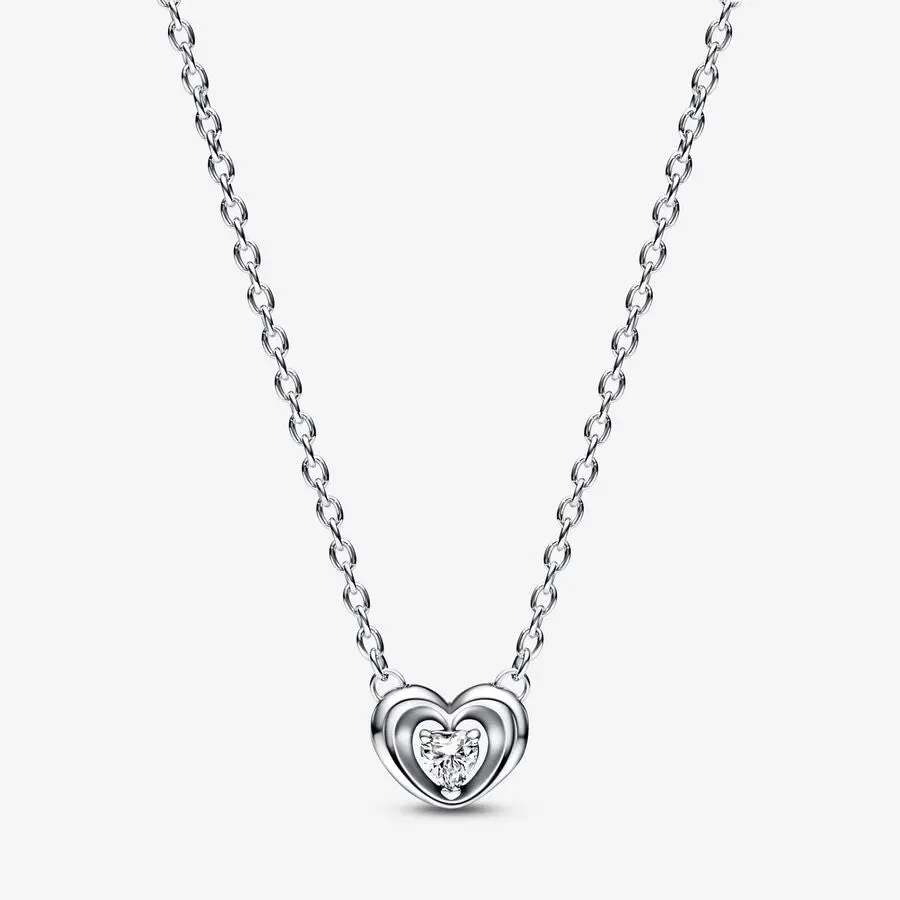 Radiant Heart & Floating Stone Pendant Collier Necklace 1