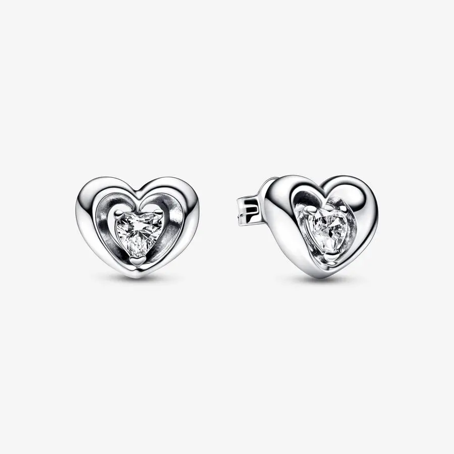 Radiant Heart & Floating Stone Stud Earrings 1