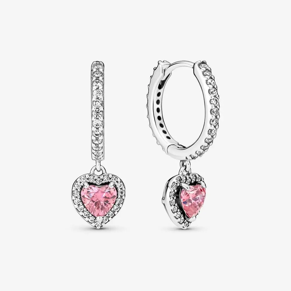 Sparkling Halo Heart Hoop Earrings 1