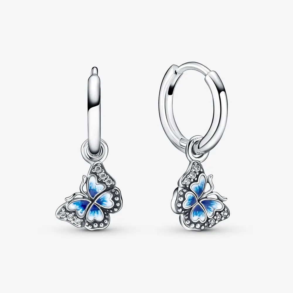 Blue Butterfly Hoop Earrings 1