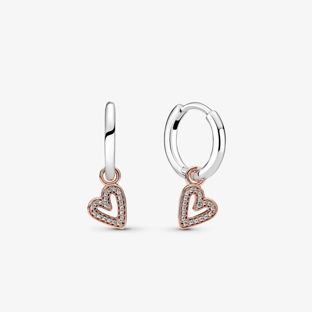 Sparkling Freehand Heart Hoop Earrings 1