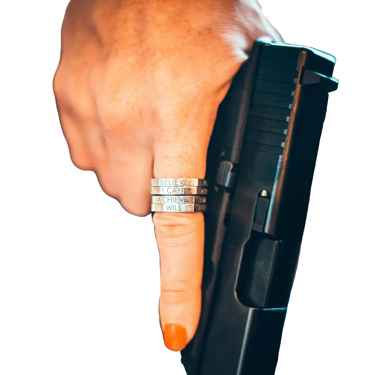 I Will-Believe-I Can-Achieve: Stackable Shooting Mantra Ring 1