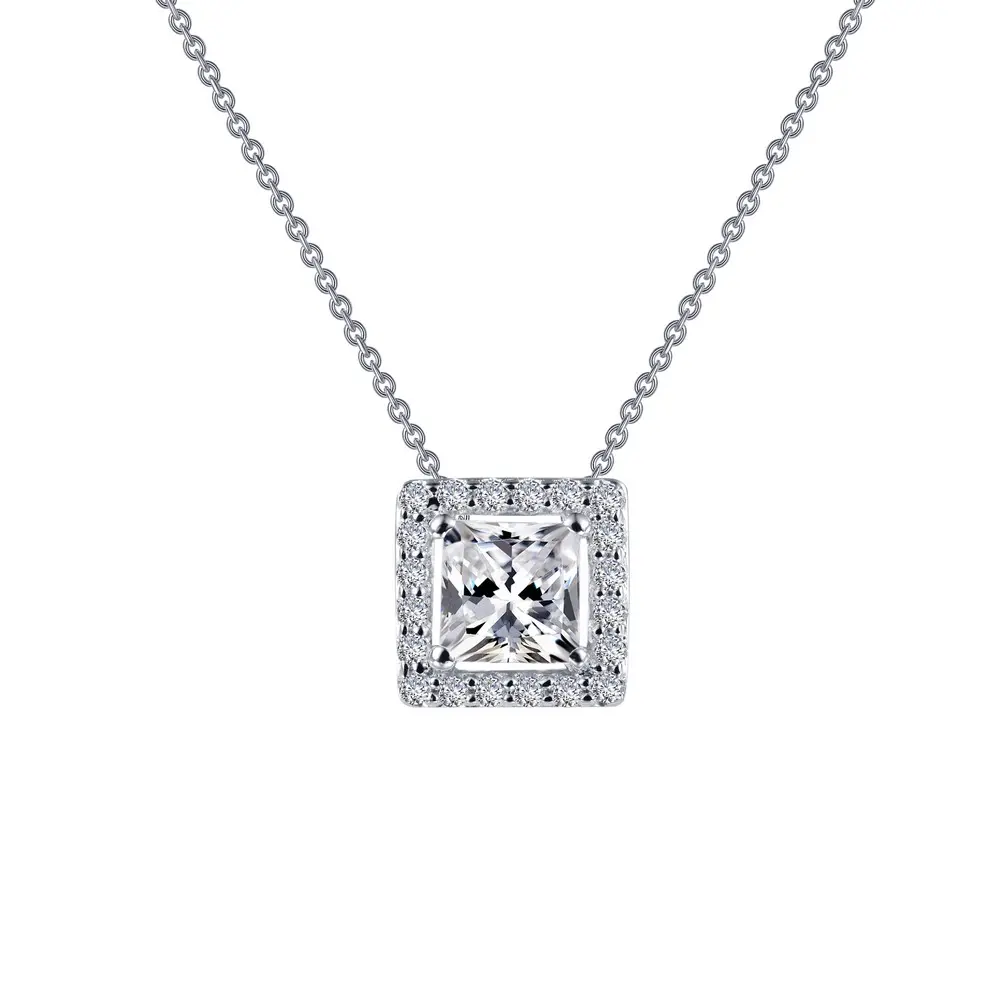 Lafonn Princess-Cut Halo Necklace 1