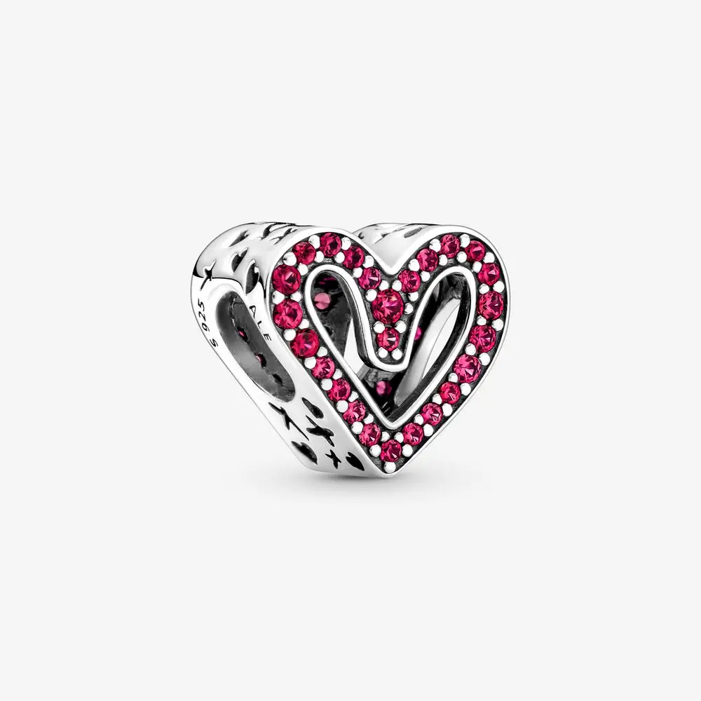 Sparkling Ruby Red Freehand Heart Charm 1