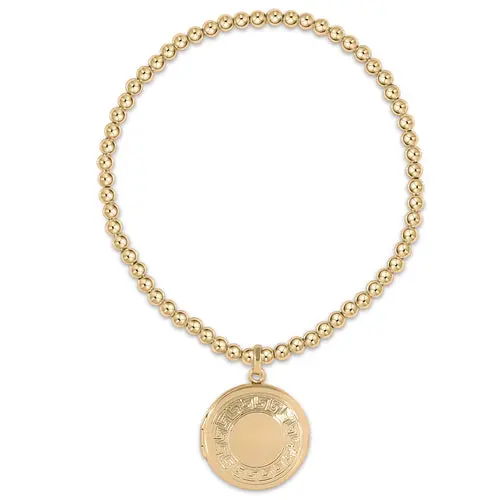 Classic Gold 3Mm Bracelet - Cherish Small Gold Locket 1