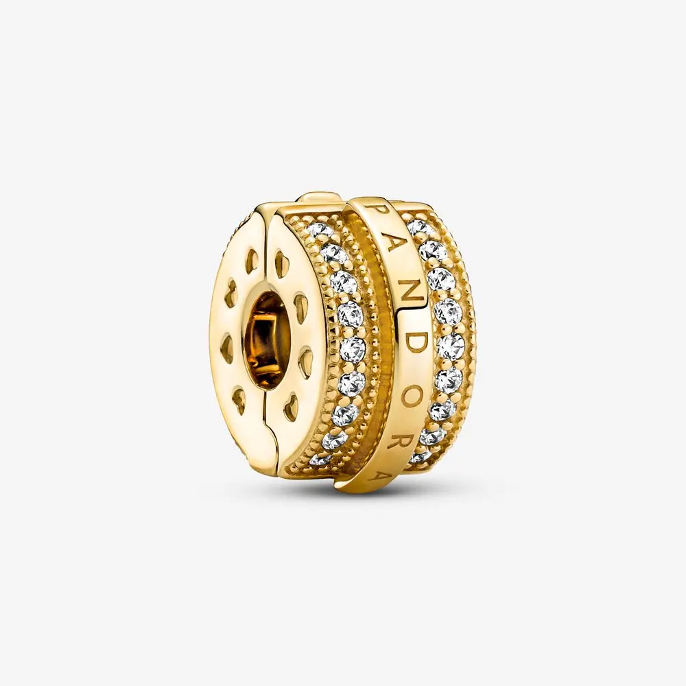 Sparkling Pavé Lines & Logo Clip Charm 1